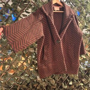 Anthropologie Brown and Black wool blend Chevron Cardigan